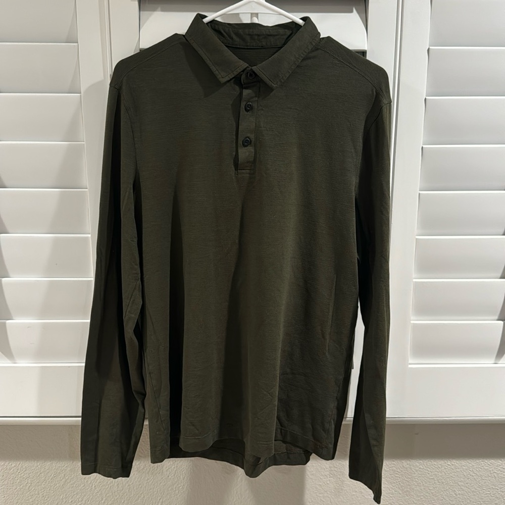 Lululemon forest green long sleeve polo
